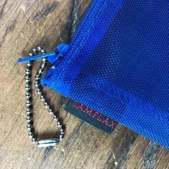 Sam Flax Blue Mesh Zipper Travel Bag NEW - Picture 3 of 5
